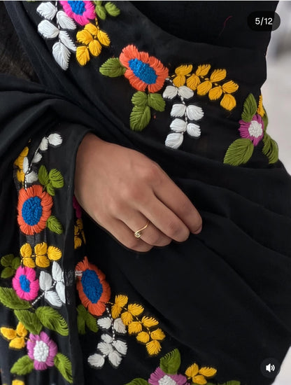 Pure Mulcotton Bengal Handloom with Floral embroidery