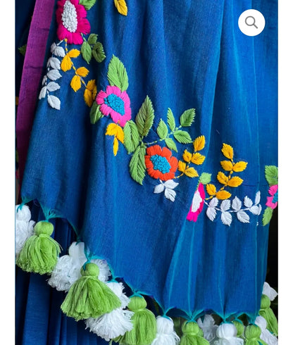 Pure Mulcotton Bengal Handloom with Floral embroidery