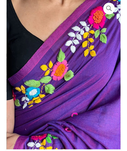 Pure Mulcotton Bengal Handloom with Floral embroidery
