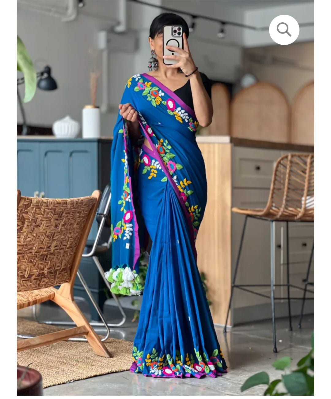 Pure Mulcotton Bengal Handloom with Floral embroidery
