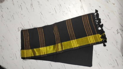 Pure Linen Bengal Handloom Saree with Running Blouse