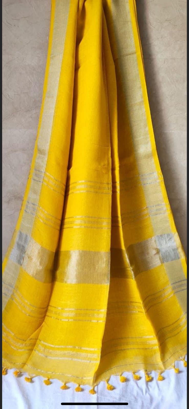 Pure Linen Bengal Handloom Saree with Running Blouse
