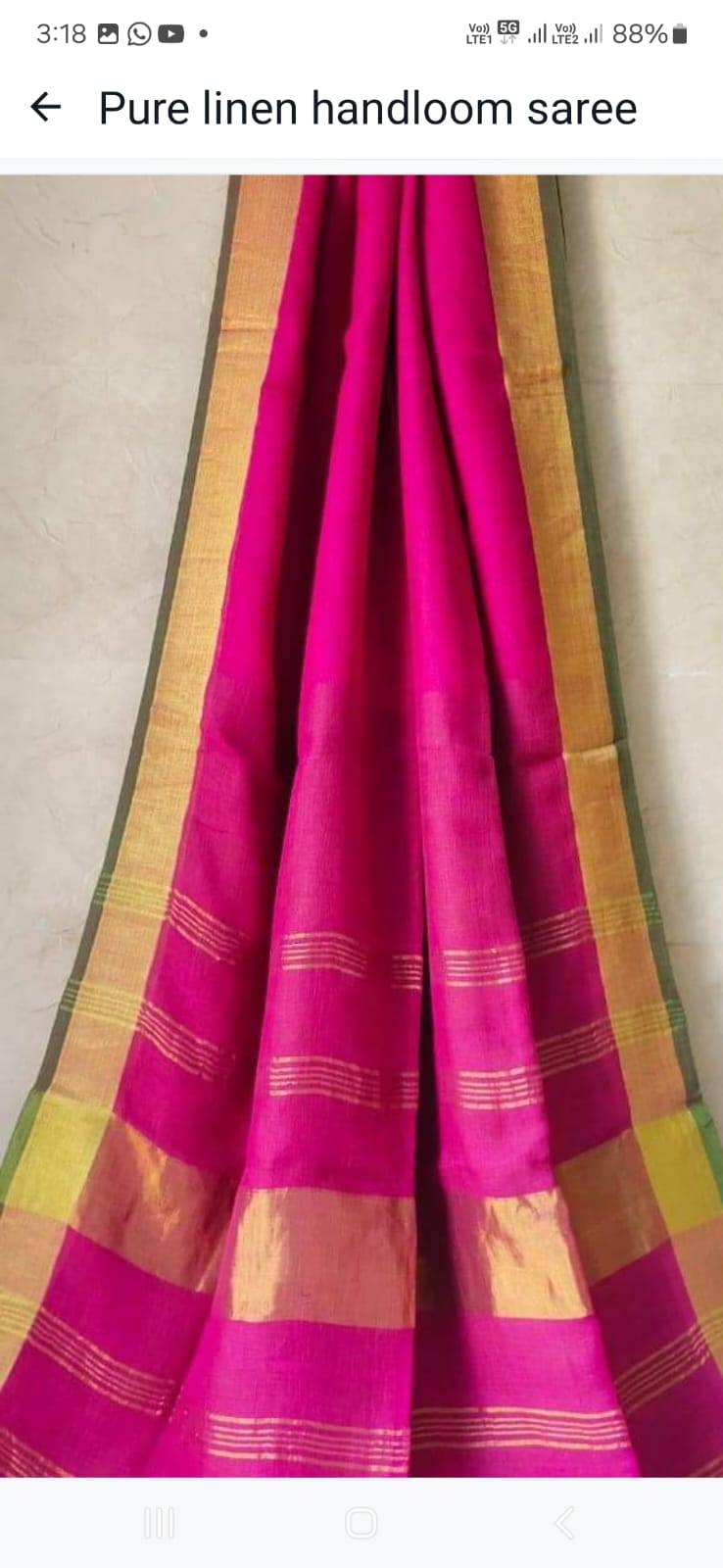 Pure Linen Bengal Handloom Saree with Running Blouse